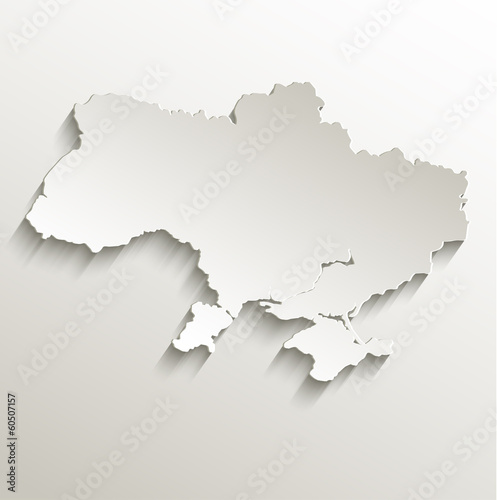 Ukraine map card paper 3D natural