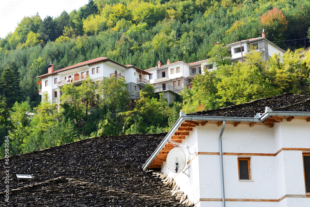 The houses in Metsovo Greek village, Greece