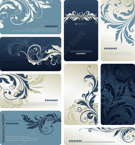 Blue Scroll Business Cards