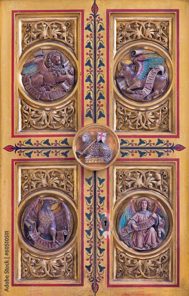 Bratislava - Four Evangelists symbols on tabernacle - cathedral