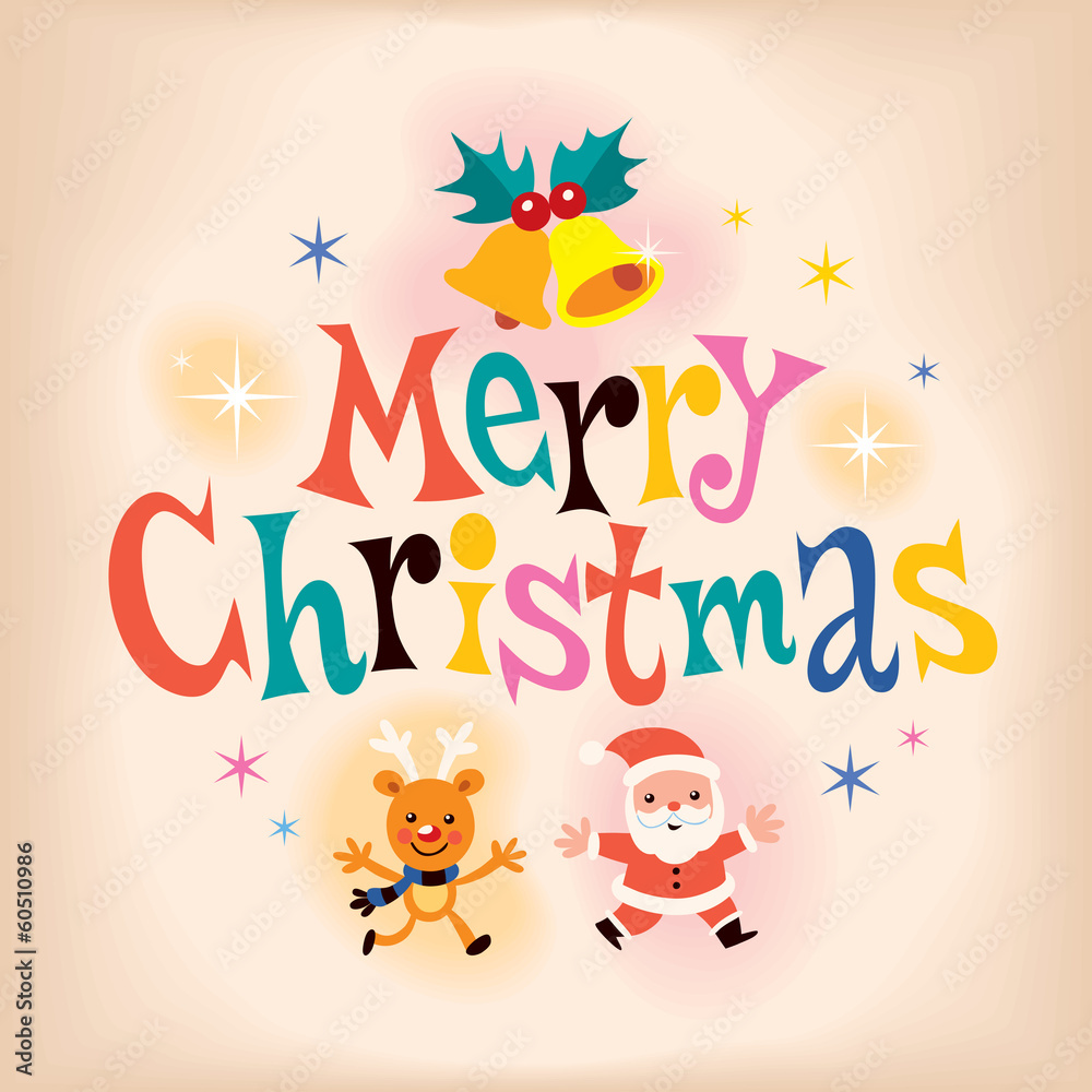 Fototapeta premium Merry Christmas vintage retro style card