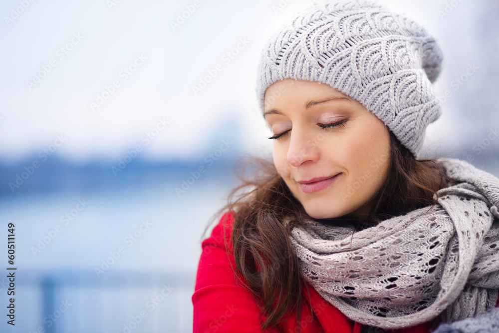 Winter portrait of beautiful pregnant woman Winter portrait of beautiful pregnant woman
