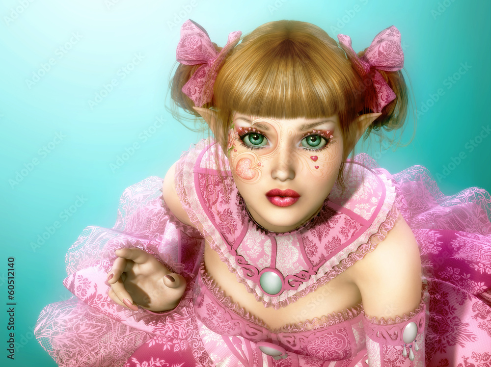 Girl in Lolita Style Dress 3d CG ilustración de Stock | Adobe Stock