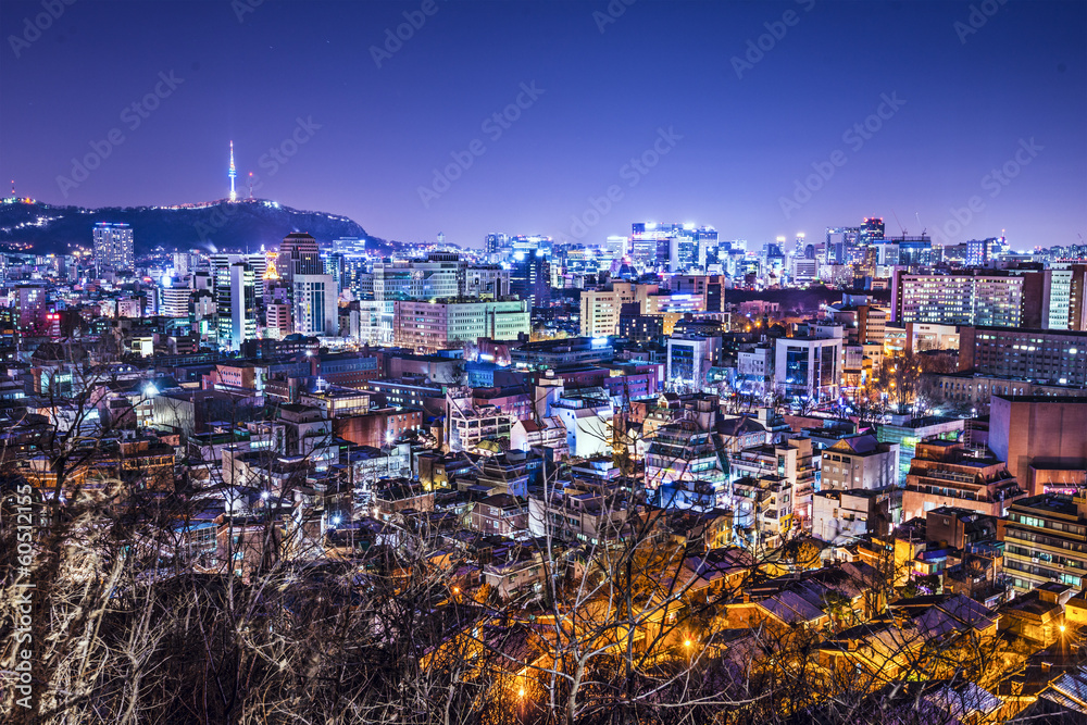 Fototapeta premium Seoul, South Korea Cityscape with Seoul Tower