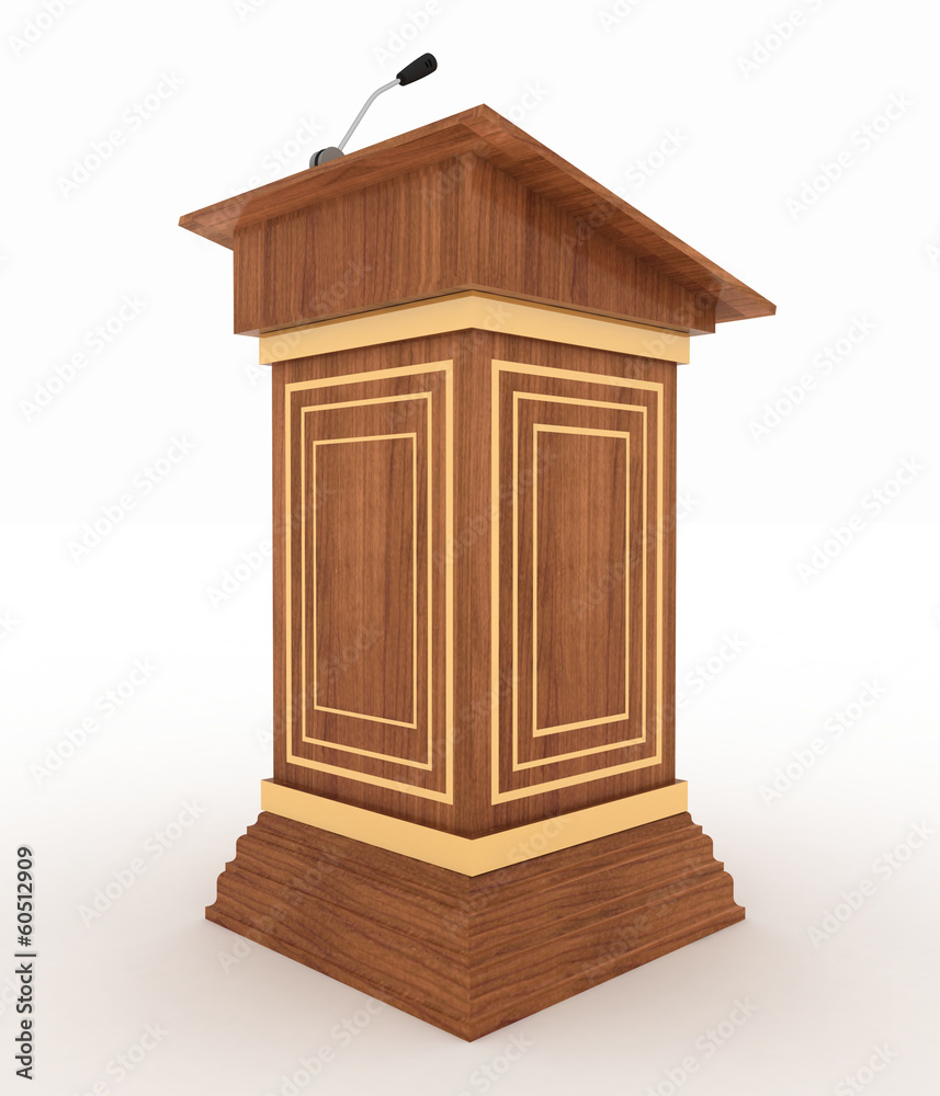 Podium and microphone. 3d illustration isolated