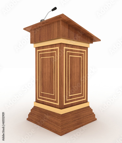 Podium and microphone. 3d illustration isolated