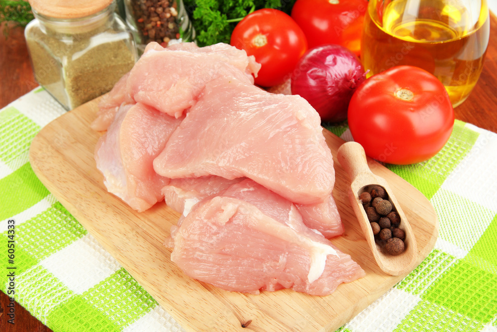 Raw turkey meat close up