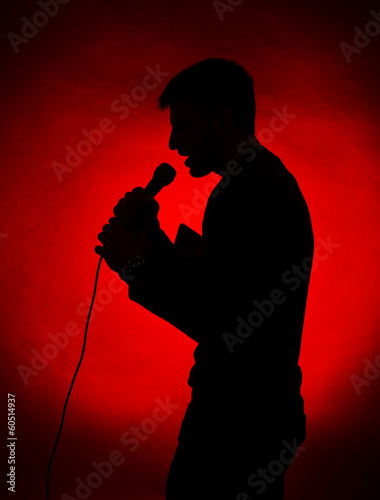 Sticker Musician silhouette on dark color background