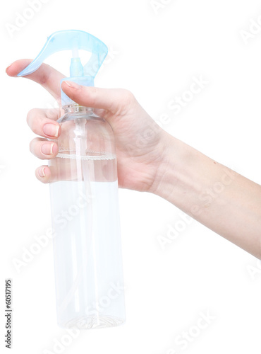 Sprayed air freshener in hand close-up