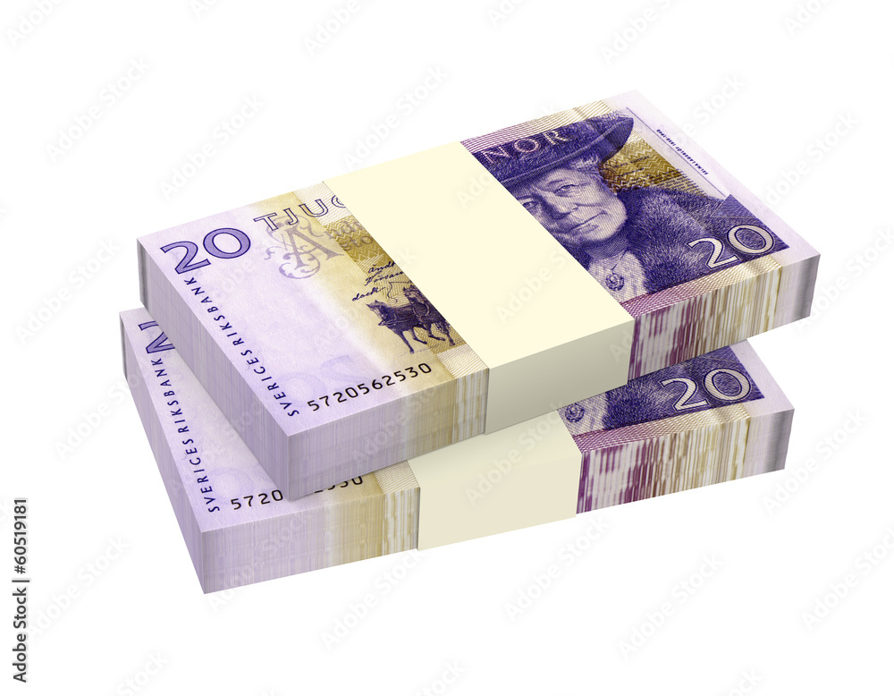Swedish money isolated on white background