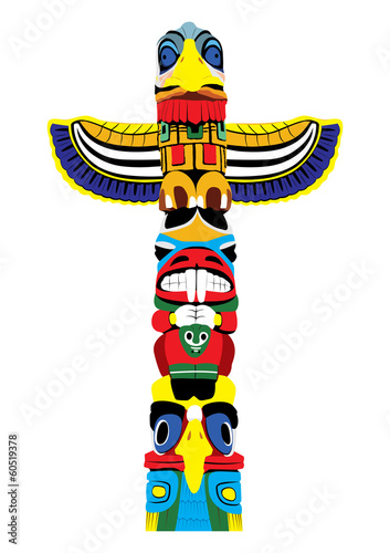 Colorful totem pole. Isolated on white background. Vector EPS10.