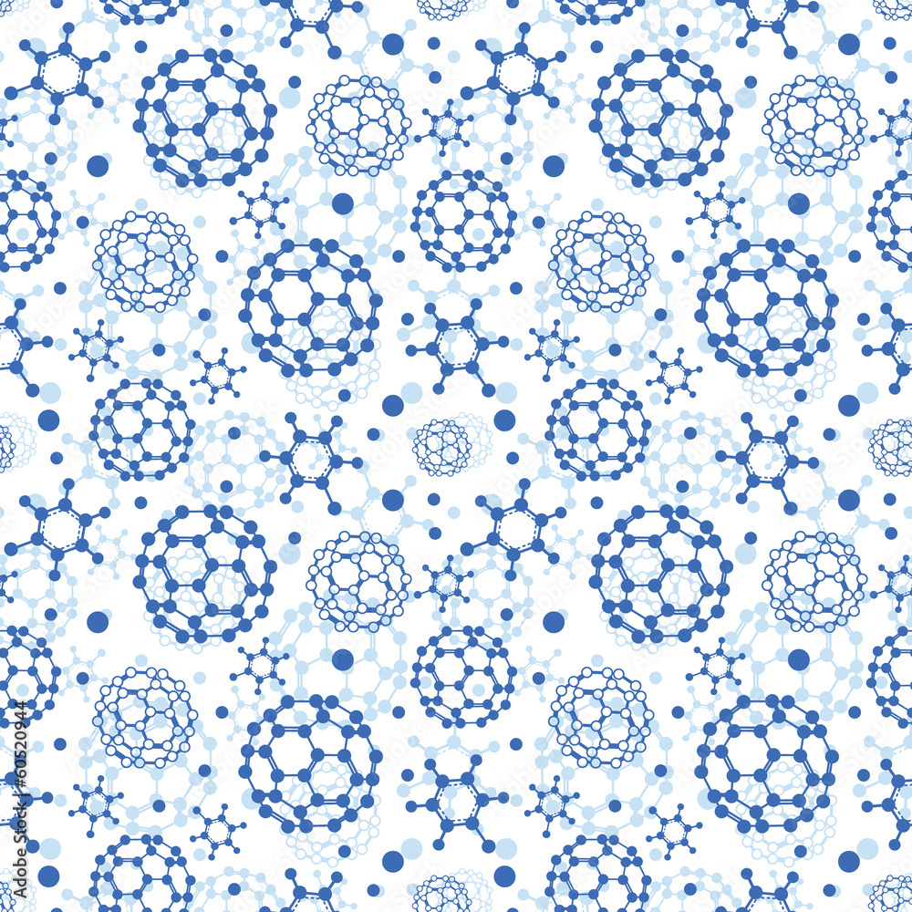Vector blue molecules texture seamless pattern background in Stock ...