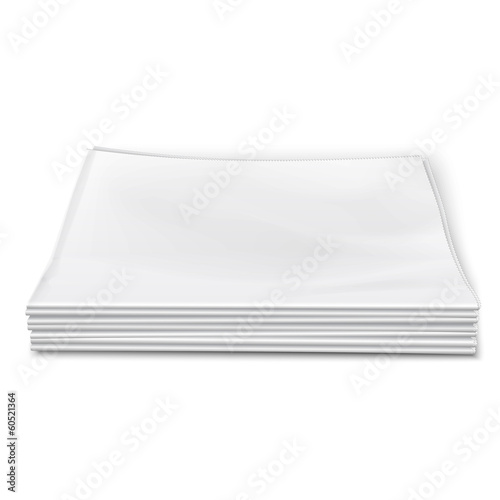 Blank newspapers pile on white background.