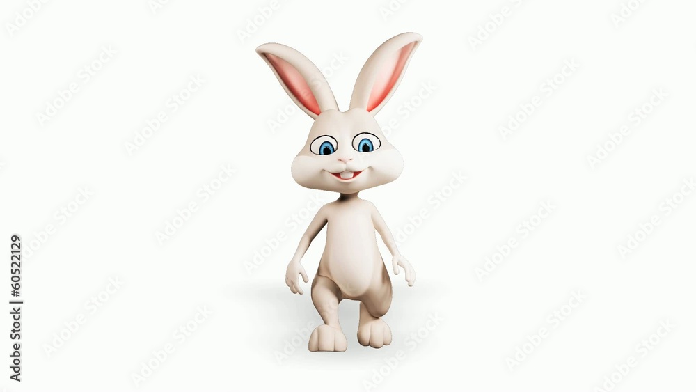Happy smiling bunny with running