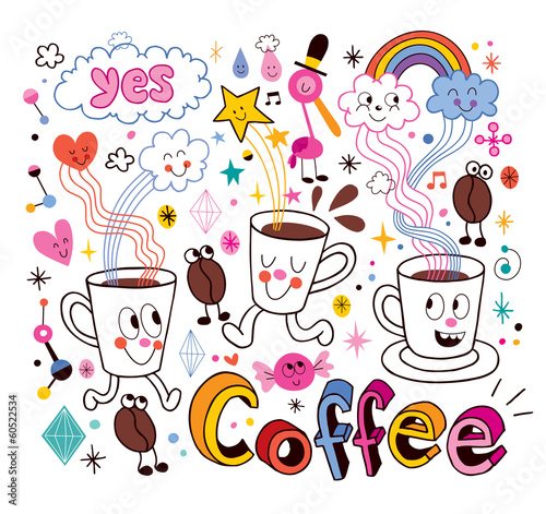 Coffee fun cartoon illustration