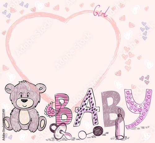 Cute hand drawn  frame with baby elements. #60522549