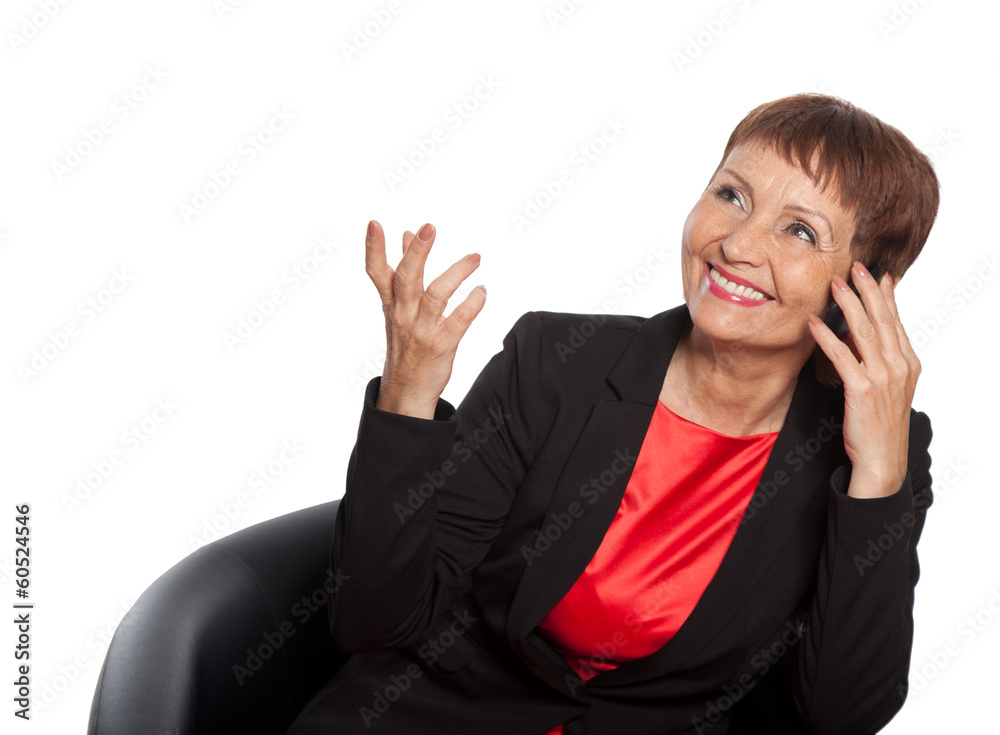 attractive woman 50 years old with a mobile phone attractive woman 50 years old with a mobile phone