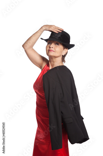 attractive woman in a black hat