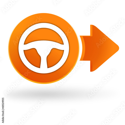volant de voiture sur symbole web orange