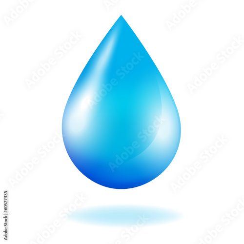 Blue shiny water drop