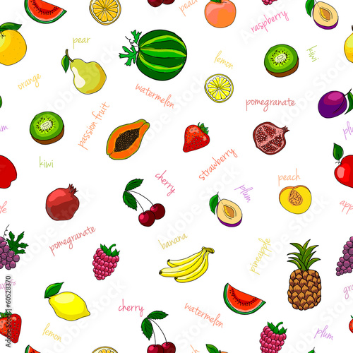 Fresh fruits seamless pattern