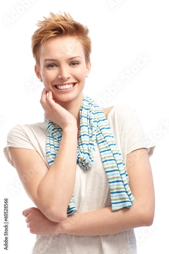 Portrait of confident short hair woman smiling photo