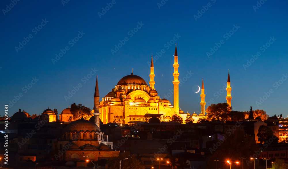 Fototapeta premium Fatih Mosque in Istanbul, with sunset