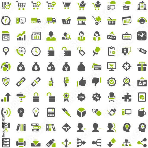 Top Green Grey Icons - Work Business Internet