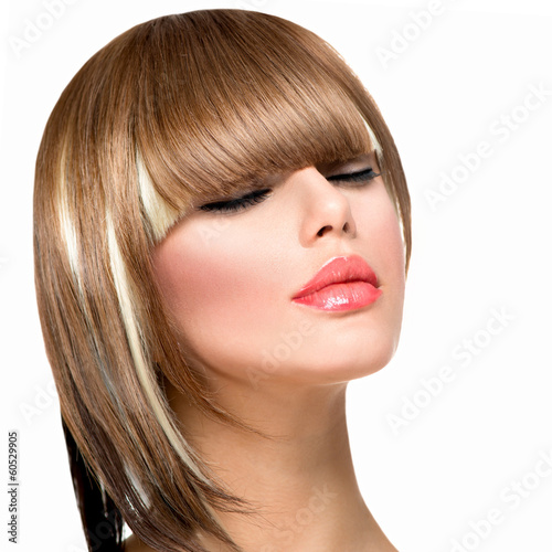 Beautiful Fashion Woman Hairstyle for Short Hair. Fringe Haircut #60529905