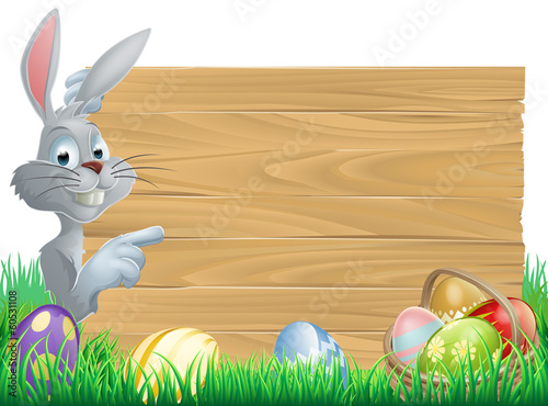 Easter bunny eggs and sign