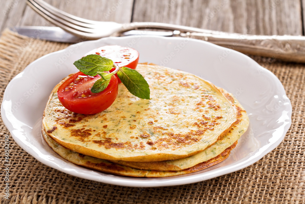 Savory pancakes with tomatoes