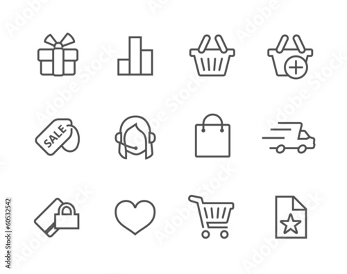 Thin line Shopping icons set.