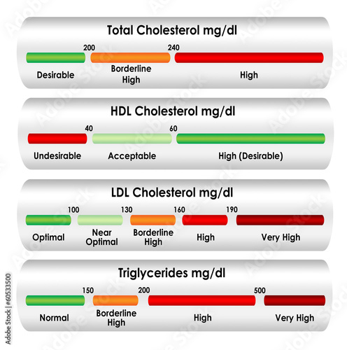 Картината върху платно Cholesterol chart in mg/dl units of measure
