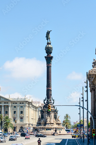 Canvas Print Columbus monument in Barcelona