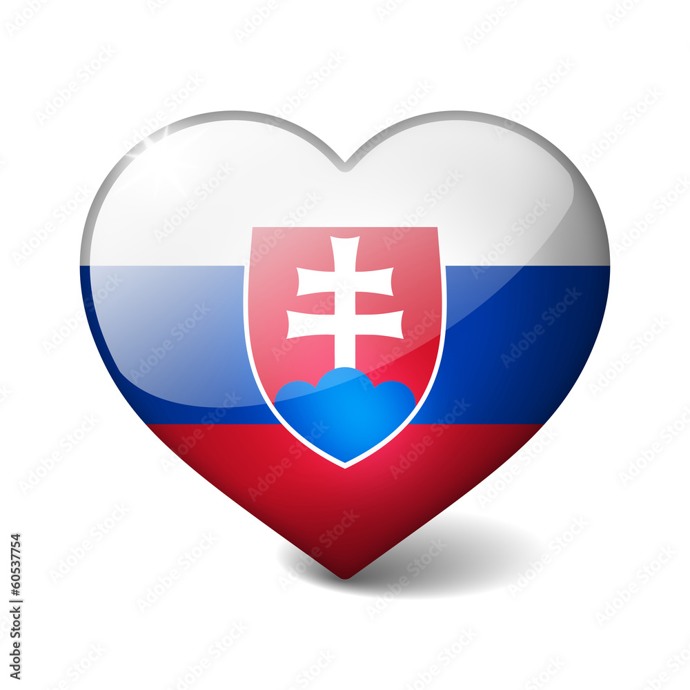 Fototapeta premium Slovakia 3d glass heart with realistic shadow isolated on white