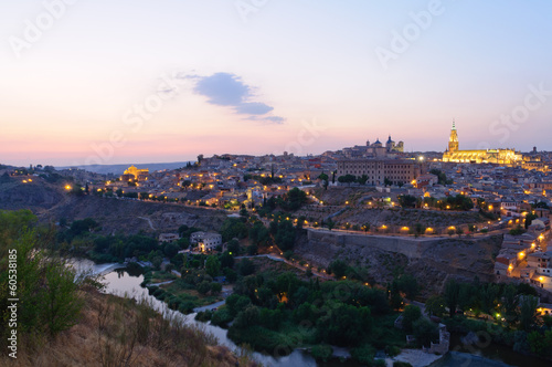 Night view of the historic city of Toledo in Spain