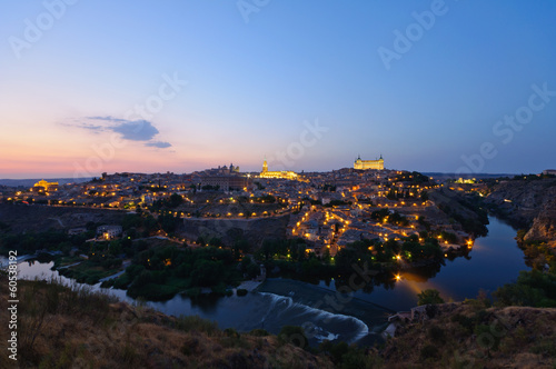 Night view of the historic city of Toledo in Spain