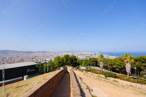 Cityscape and the Castell de Montjuic in Barcelona, Spain