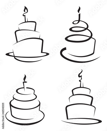 monochrome set of four cakes