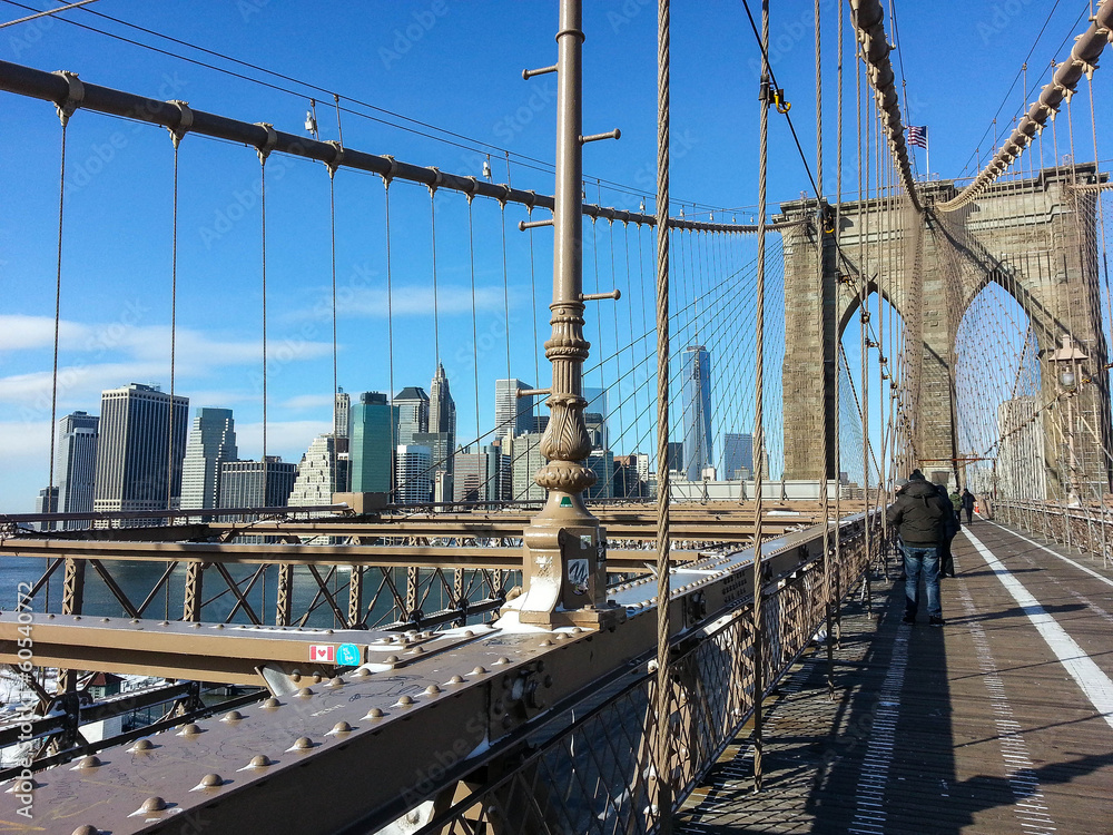 Obraz premium Widok na Manhattan z Mostu Brooklińskiego
