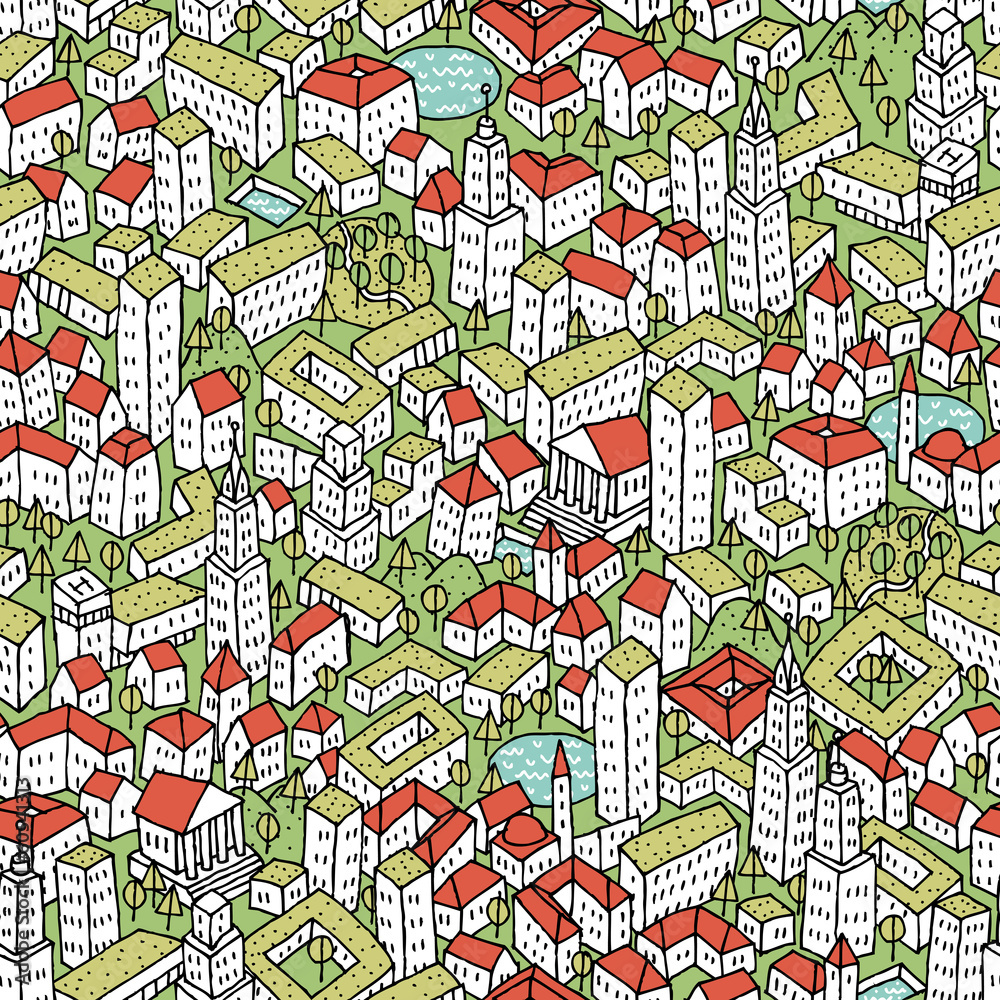 Modern Eco City seamless pattern