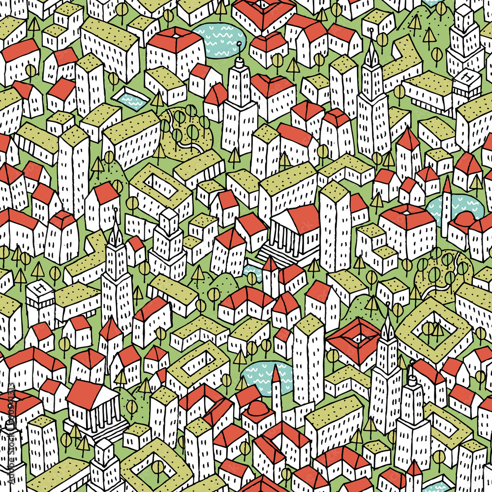 Obraz premium Modern Eco City seamless pattern