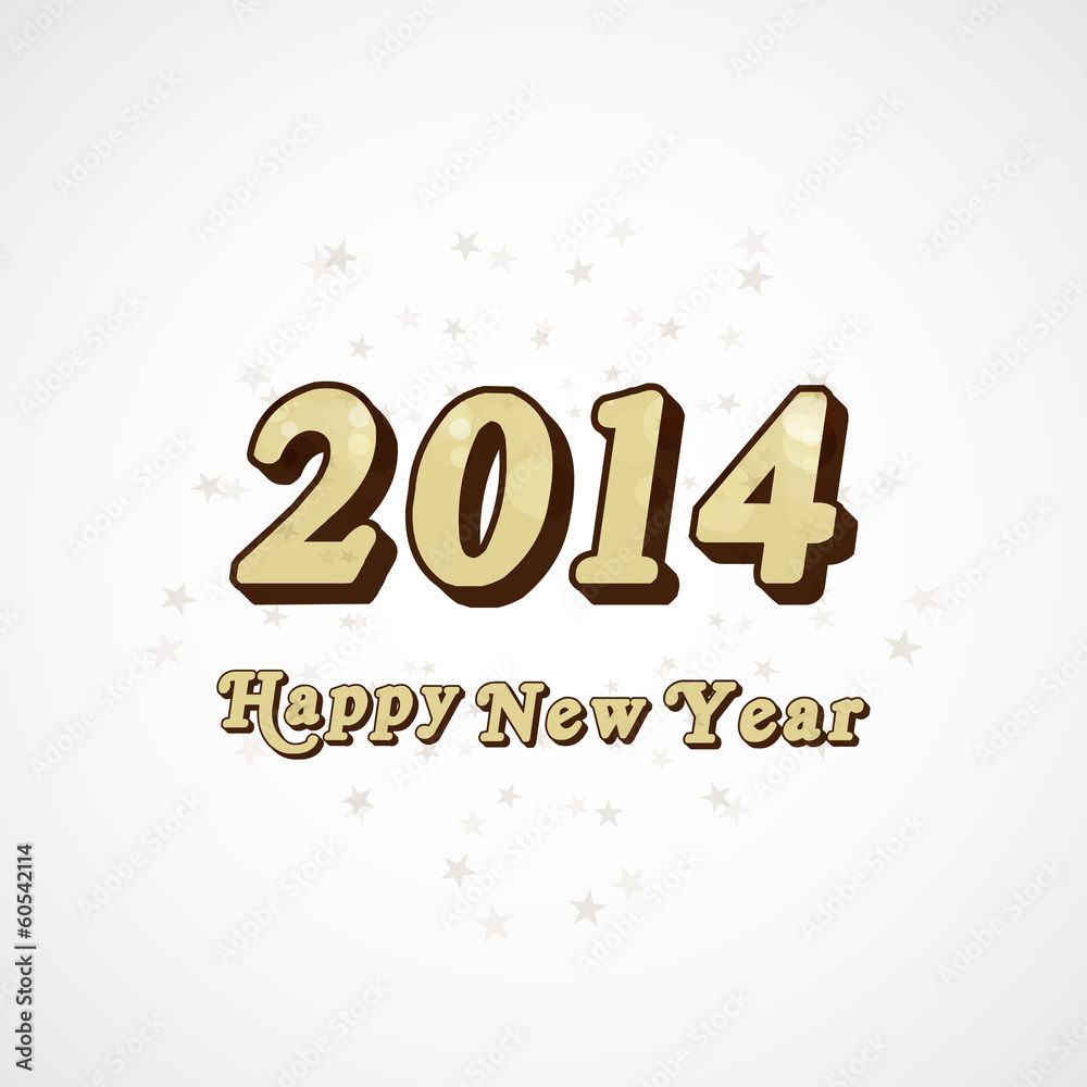 Happy new year 2014 text card vector design