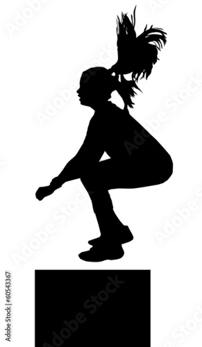 Girl Fitness Exerciser Jumping Silhouette