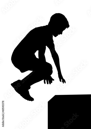 Boy Fitness Exerciser Jumping Silhouette