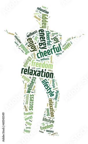 Schilderij op canvas Words illustration of the concept of relaxation and peace