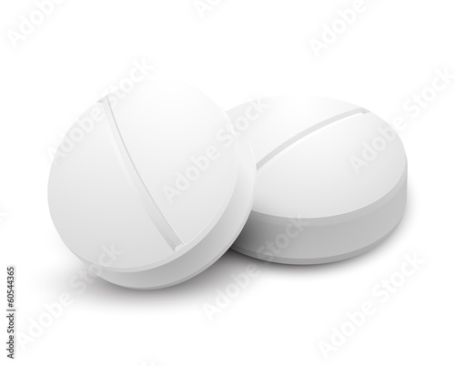 Two pills isolated on white photo