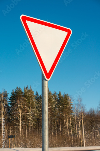 yield sign in countryside