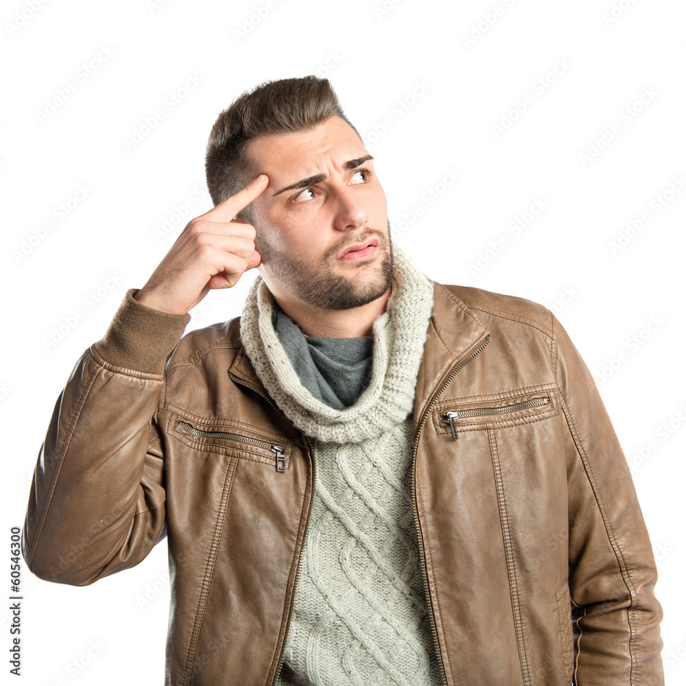 Man making a crazy gesture over white background Man making a crazy gesture over white background