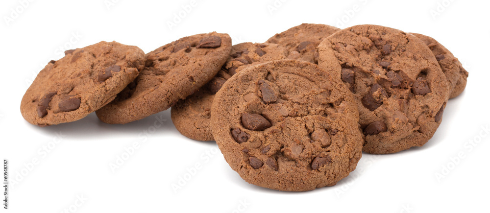 Chocolate homemade pastry biscuits isolated on white background Chocolate homemade pastry biscuits isolated on white background